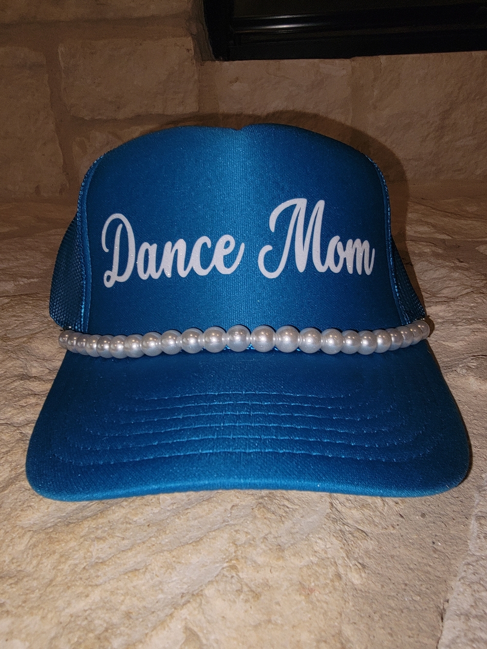 Blue "Dance Mom" Pearl-Trim Trucker Hat